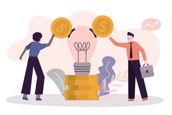 Pessoas Negócios Multicoloridos Investe Finanças Desenvolvimento Promoção Ideia Concept Startup —  Vetores de Stock