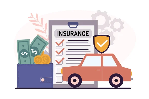 Car Insurance Technical Assistance Case Accidents Transport Insurance Protection Healthcare — Stock Vector