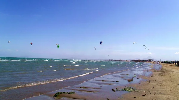 Kitesurfing Adicora Plaża Sokół Wenezuela — Zdjęcie stockowe