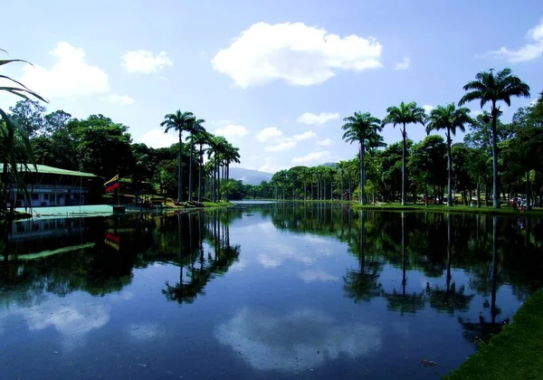 Venezuela 'daki El Laguito parkında gökyüzünün yansıması.