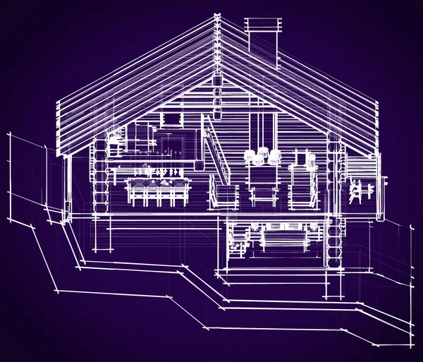 Sezione 3d di una casa di campagna — Foto Stock