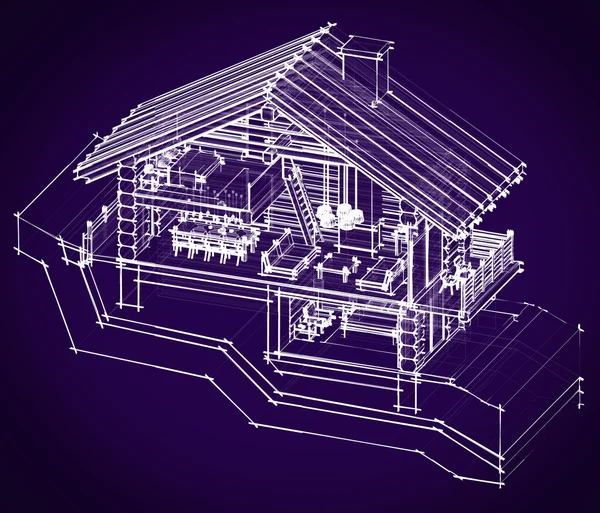 Section 3d d'une maison de campagne — Photo