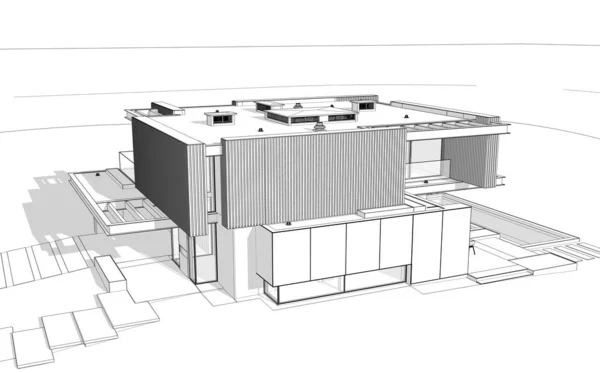 Rendu Maison Confortable Moderne Avec Parking Piscine Vendre Louer Avec — Photo