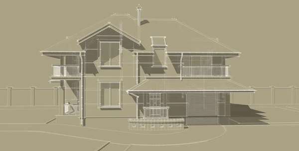 The sketch of the facade of a country house — 스톡 사진