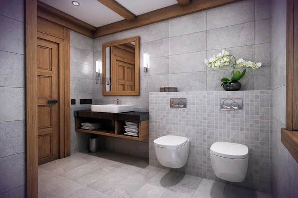 3D-rendering van badkamer — Stockfoto
