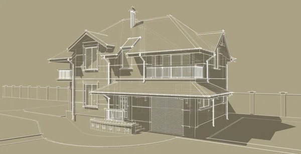 The sketch of the facade of a country house — 스톡 사진