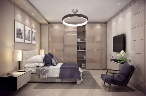 3D render yatak odalı ev dağ — Stok fotoğraf