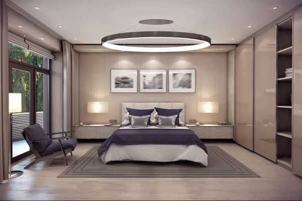 3D rendering camera da letto casa in montagna — Foto Stock