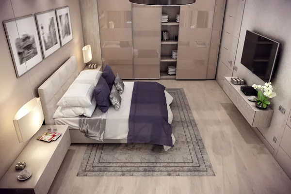 3D rendering sovrum hus i berg — Stockfoto