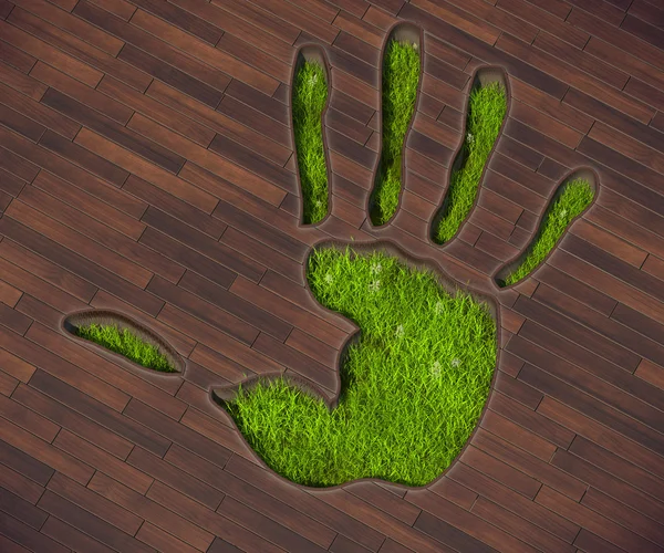 Shaped lawn hand — Stock Photo, Image