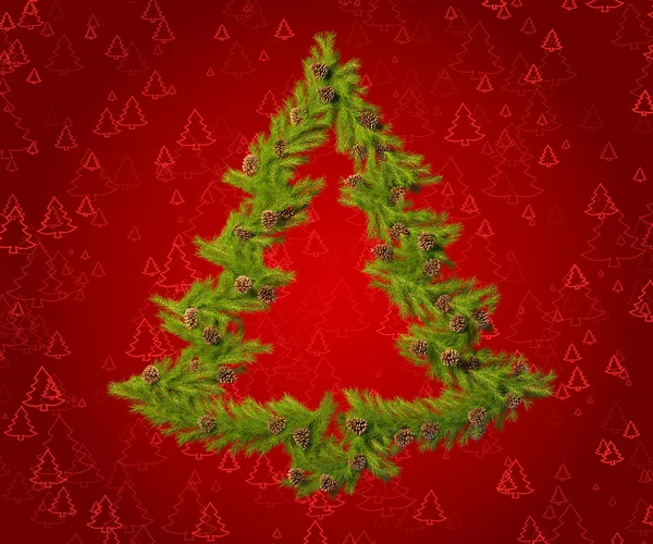 Christmas wreath in the shape of a Christmas tree — Stock fotografie