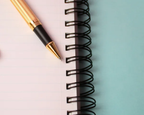 Notizbuch und Stift. Tagebuch und Stift zum Aufzeichnen öffnen — Stockfoto