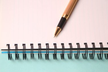 Defter ve kalem. Açık günlüğü ve kaydetmek için kalem