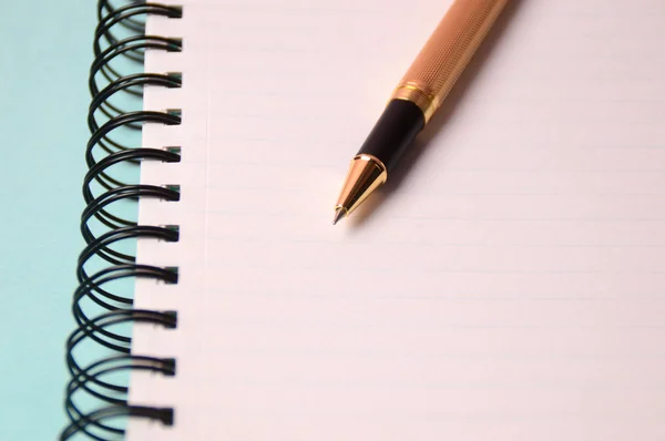 Quaderno e penna. Aprire diario e penna per registrare — Foto Stock