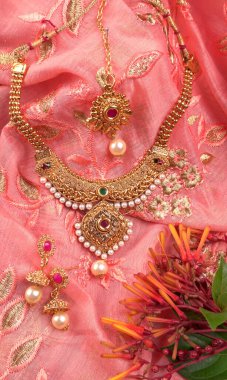 Hint Geleneksel Altın Mücevherleri - Güzel arka planda kolye.