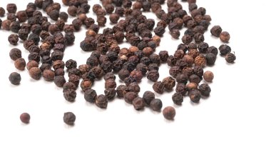 View of allspice on white background 