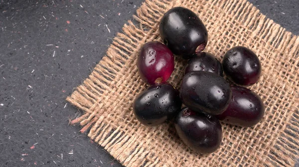 Ciruela Jambolan Fruta Jambul Jamun Las Ciruelas Java Syzygium Cumini —  Fotos de Stock