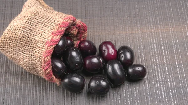 Ameixa Jambolan Jambul Jamun Frutas Java Ameixas Syzygium Cumini Frutas — Fotografia de Stock