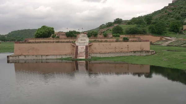 Jaipur Rajasthan Indie Srpna 2019 Krásný Panoramatický Výhled Pevnost Amer — Stock fotografie