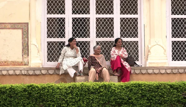 Jaipur India 2019 Augusztus Látogatók Hawa Mahal Udvarában Más Néven — Stock Fotó