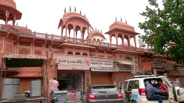 Jaipur Rajasthan India Augustus 2019 Jaipur Stadsmarkt Met Roze Gekleurde — Stockfoto