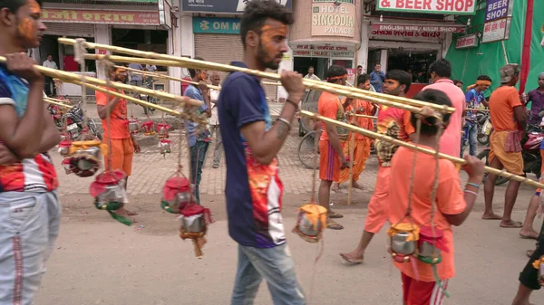 Jaipur Rajasthan Indie Sierpnia 2019 Ludzie Wykonujący Kavad Yatra Coroczna — Zdjęcie stockowe