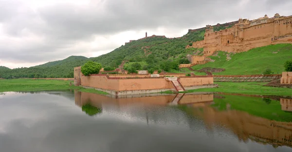 Jaipur Rajasthan Indie Srpna 2019 Krásný Panoramatický Výhled Pevnost Amer — Stock fotografie