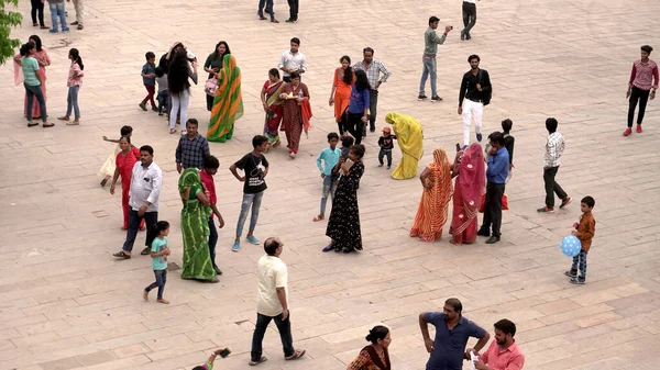 Jaipur インド2019年8月11日 地上を歩く群集の空の絶景 — ストック写真