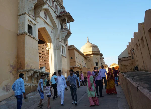 Jaipur India August 2019 Натовп Туристів Усього Світу Форті Амер — стокове фото