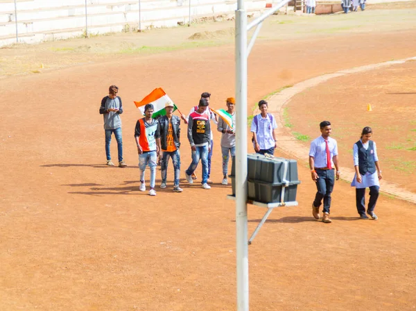 Amravati Maharashtra Índia Janeiro 2017 Estudantes Que Celebram Dia República — Fotografia de Stock