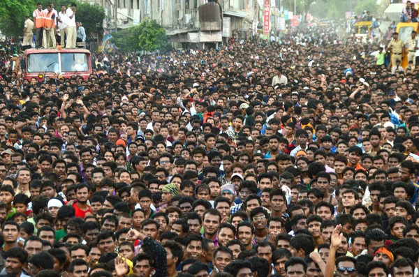 Amravati Maharashtra India 28Th August 2016 Crowd Young People Enjoying Stock Image