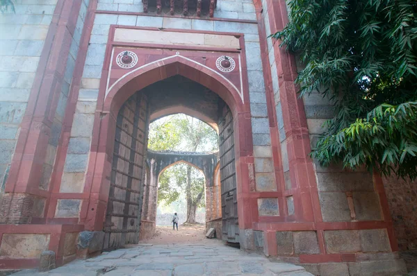 Delhi Indien Unesco 14Th 2018 Oidentifierade Turister Besöker Humayuns Grav — Stockfoto