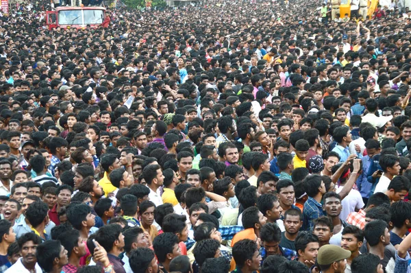 Amravati Maharashtra India August 2016 Crowd Young People Enjoying Govinda Stock Image