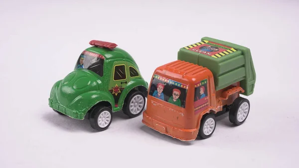 Pune Índia Abril 2020 Conjunto Brinquedos Carro Sobre Fundo Branco — Fotografia de Stock