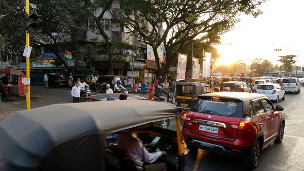 Pune India Gennaio 2020 Traffico Quotidiano Vita Cittadina Nelle Strade — Foto Stock