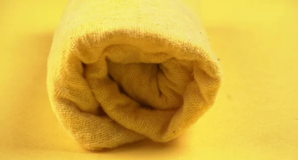 Yellow Towel Yellow Background Closeup — Stock Photo, Image