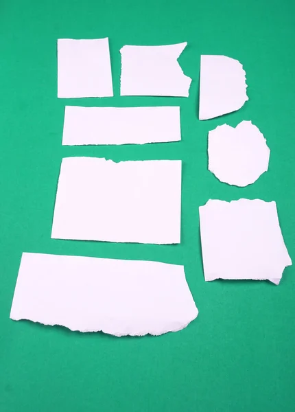 White Pieces Paper Text Message Stuck Green Background — Stock Photo, Image