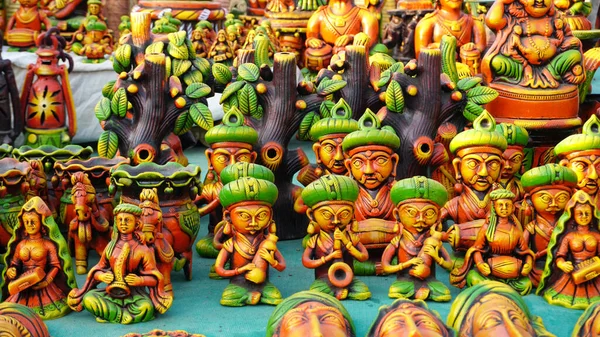 Calle Tienda Estatuas Hechas Mano Ídolos Indios Aldea Rural Feria — Foto de Stock