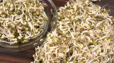 Yeşil gram veya moong tohumu tohumu yığınını kapat.