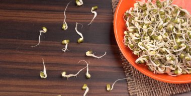 Yeşil gram veya moong tohumu tohumu yığınını kapat.