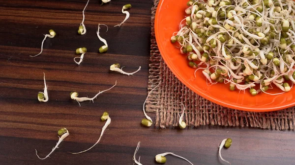 Close Pile Sprouted Seeds Green Gram Moong — Stock Photo, Image