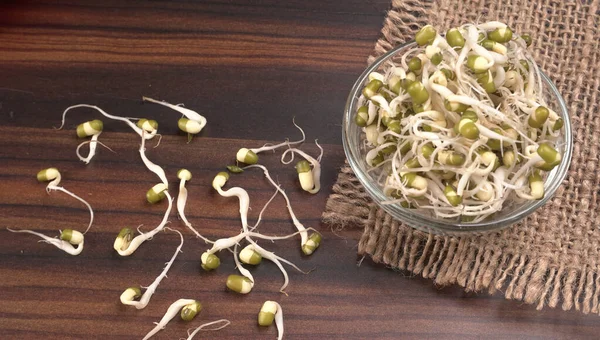 Close Pile Sprouted Seeds Green Gram Moong — Foto de Stock