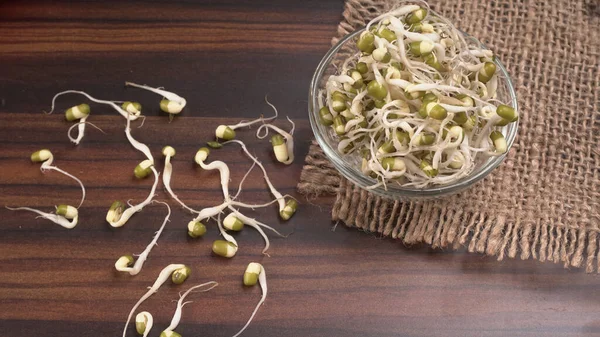 Close Pile Sprouted Seeds Green Gram Moong — Foto de Stock