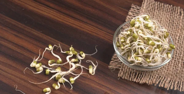 Close Pile Sprouted Seeds Green Gram Moong — Foto de Stock