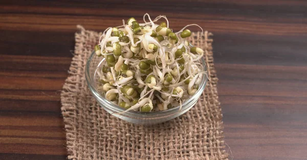 Close Pile Sprouted Seeds Green Gram Moong — Foto de Stock