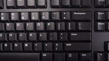 Modern bir dizüstü bilgisayarın klavyesini kapat, Üst Görünüm, metin için boşluk.