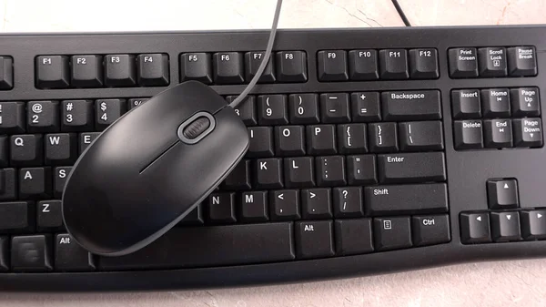Computer Keyboard Electronic Mouse Closeup — Stock Photo, Image