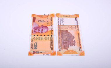 Yepyeni Hint para birimi banknotları, 200 rupi. Başarı ve işten kazanç sağlamak. Mal ve hizmetlere GST vergisi.
