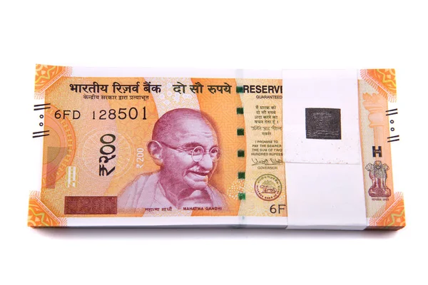 Billets Monnaie Indienne Neufs 200 Roupies Succès Tirer Profit Des — Photo