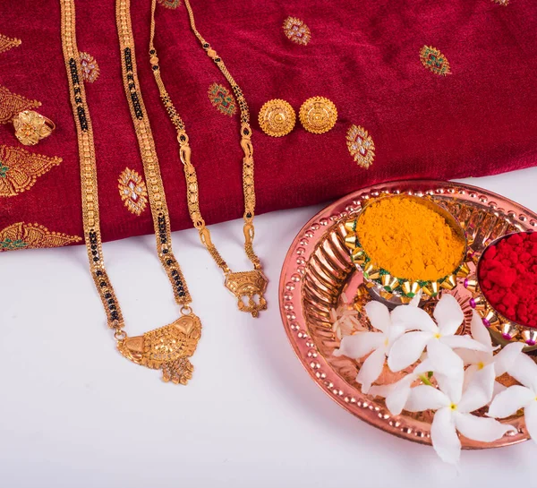 Indian Festival Rakhi Kumkum Sweets Diya Plate Elegant Rakhi Traditional — Stock Photo, Image